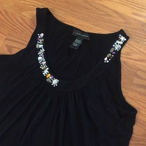 Beaded Black Tank Top